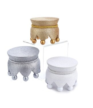 [HA0502] 5"GOLD, SILVER & WHITE GLITTER NUTCRACKER BASES 
