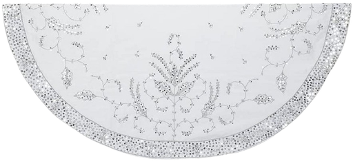 [TS0156] 48"SILVER TREESKIRT W/HAND EMBROIDERY.