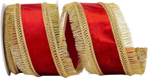 [93927W-065-40D] CINTA ROJA CON DORADO